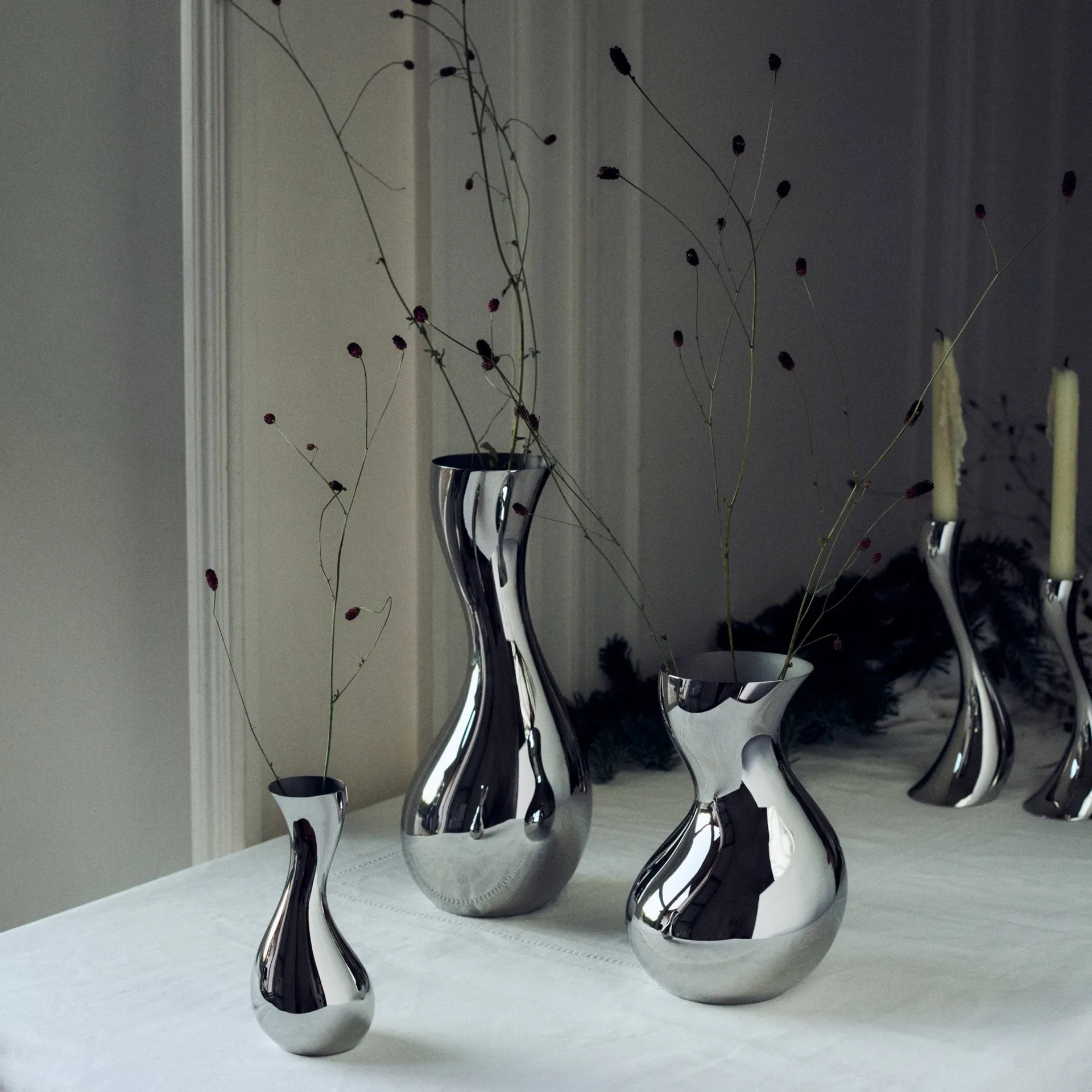 Cobra vase, Rustfritt stål, medium Georg Jensen