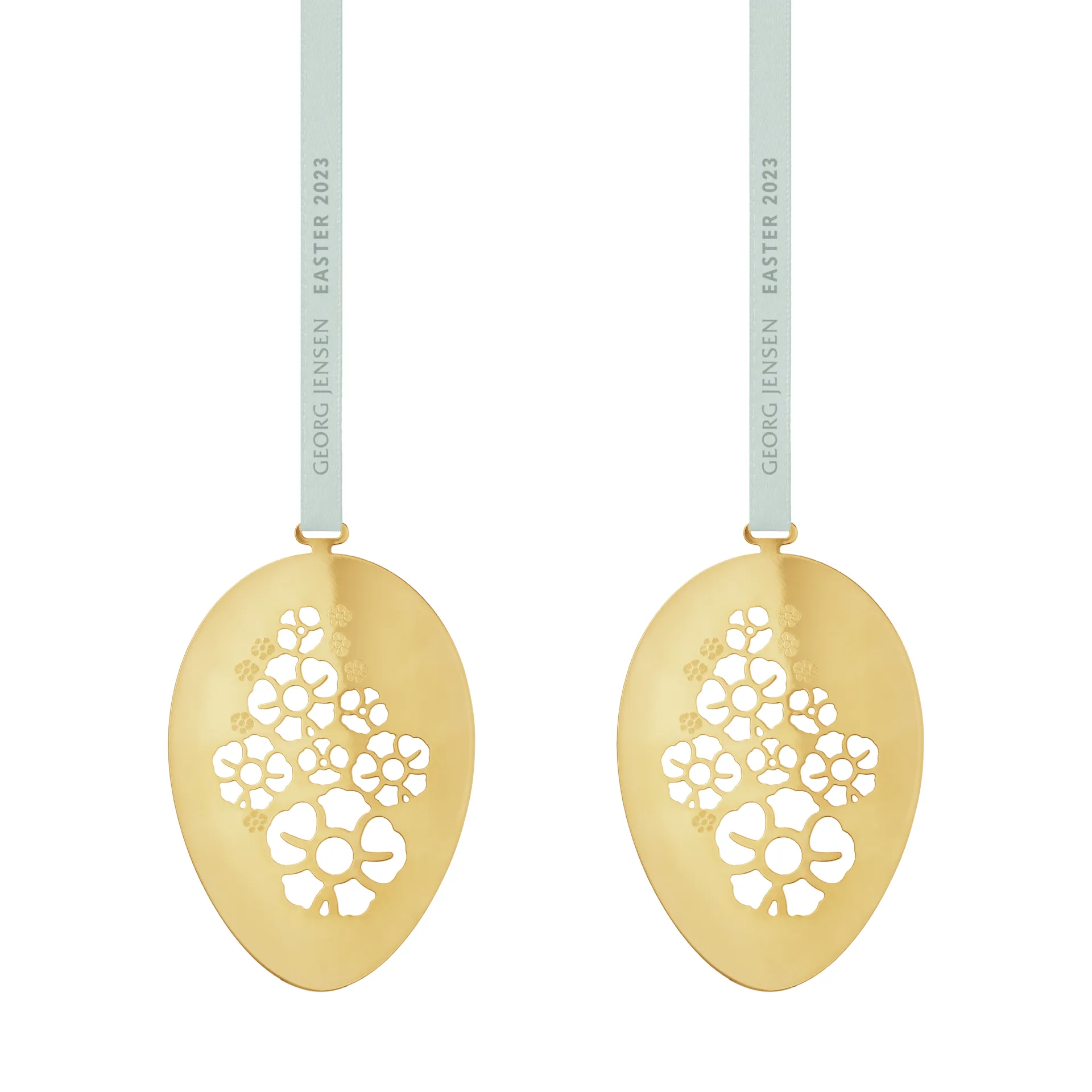 Georg Jensen påskeegg med oppheng 2023 2-pakning, Gull-dekor Georg Jensen
