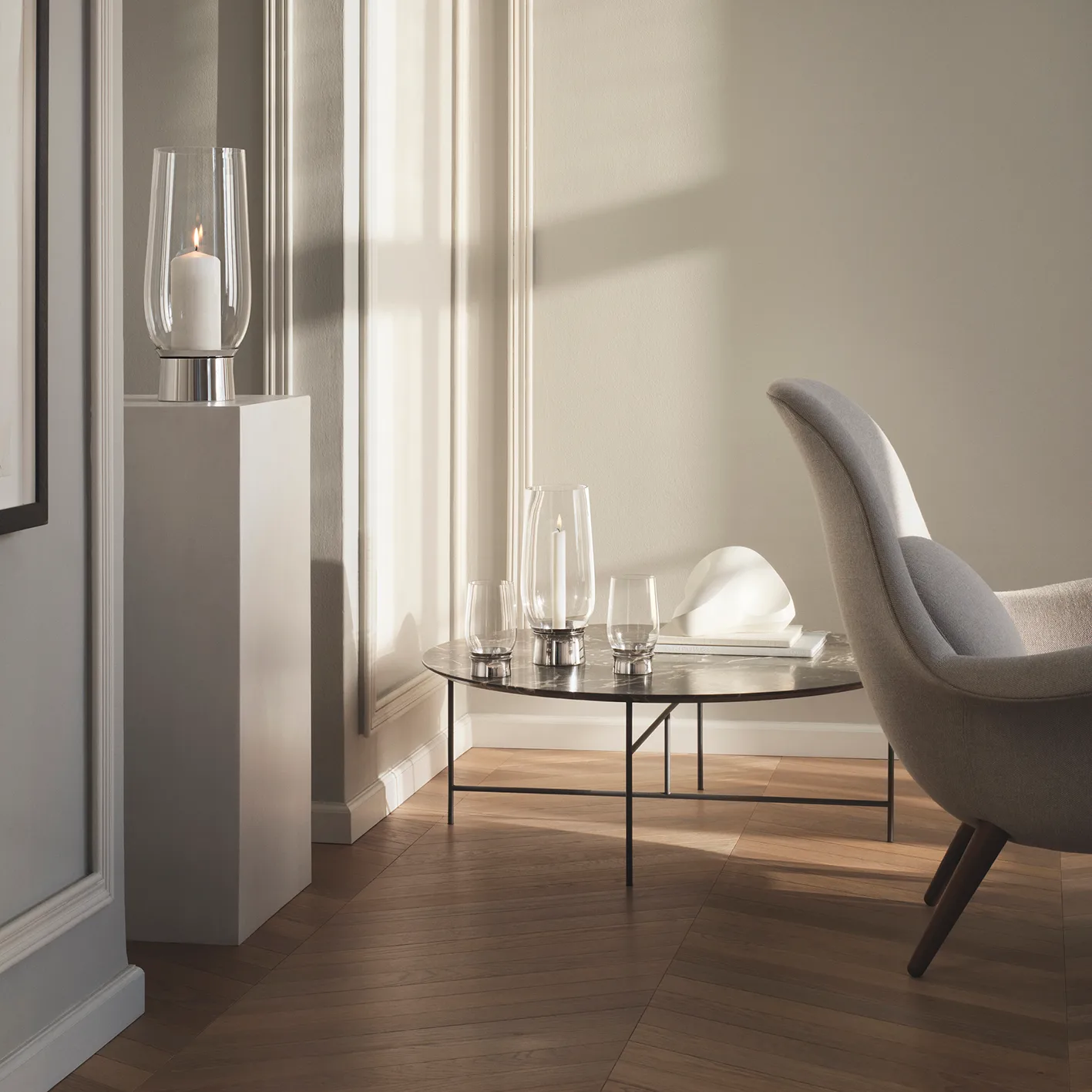 Lumis telysestake, Rustfritt stål Georg Jensen