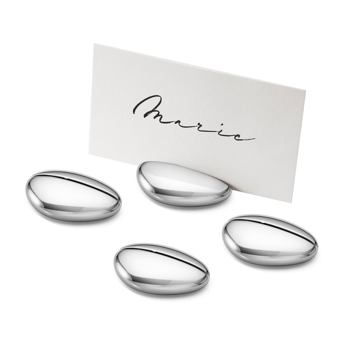 Georg Jensen Sky holder til bordkort 4-pakning inkl. 24 kort Rustfritt stål