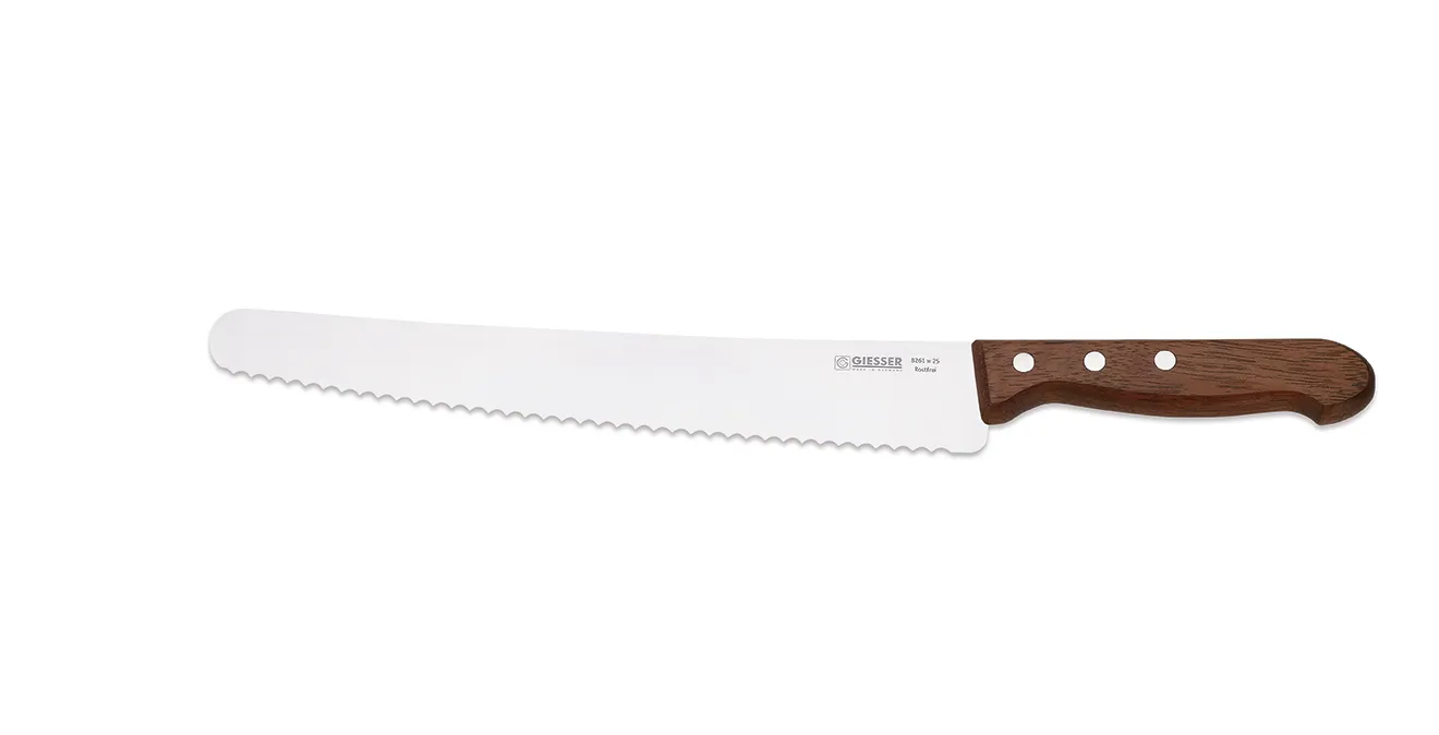 Giesser brødkniv 25 cm, Stål-rosetre brun Giesser
