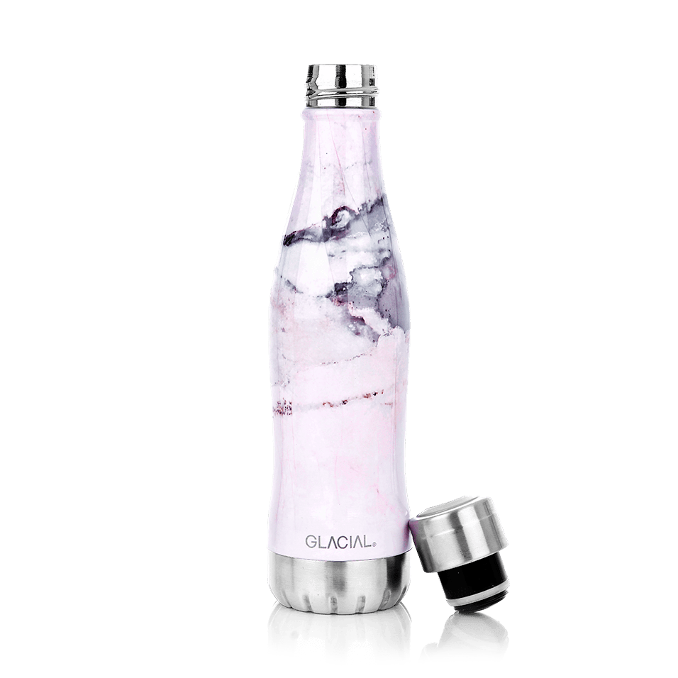 Glacial vannflaske 400 ml Pink marble | Skandinavisk Design | Termoser | Rosa