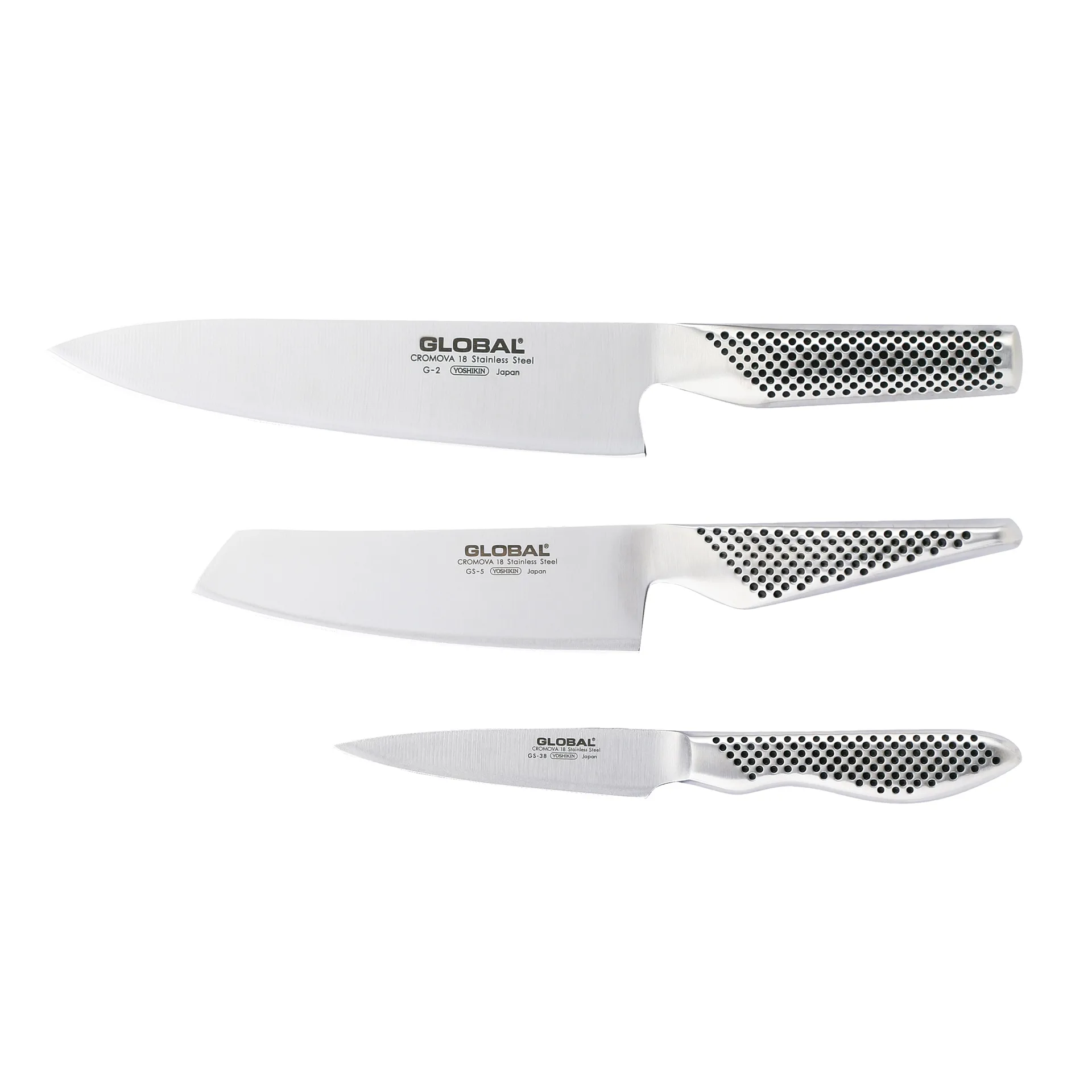 Global G-2538 knivsett, 3 kniver, rustfritt stål Global