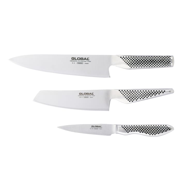 Global G-2538 knivsett, 3 kniver - rustfritt stål - Global