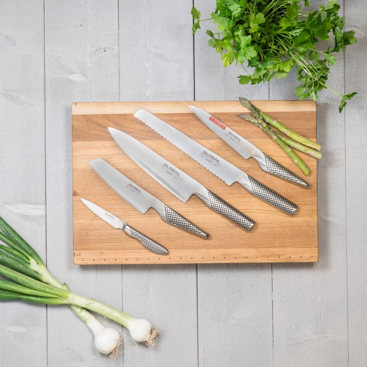 Global G-2951138R knivsett, 5 kniver, rustfritt stål Global