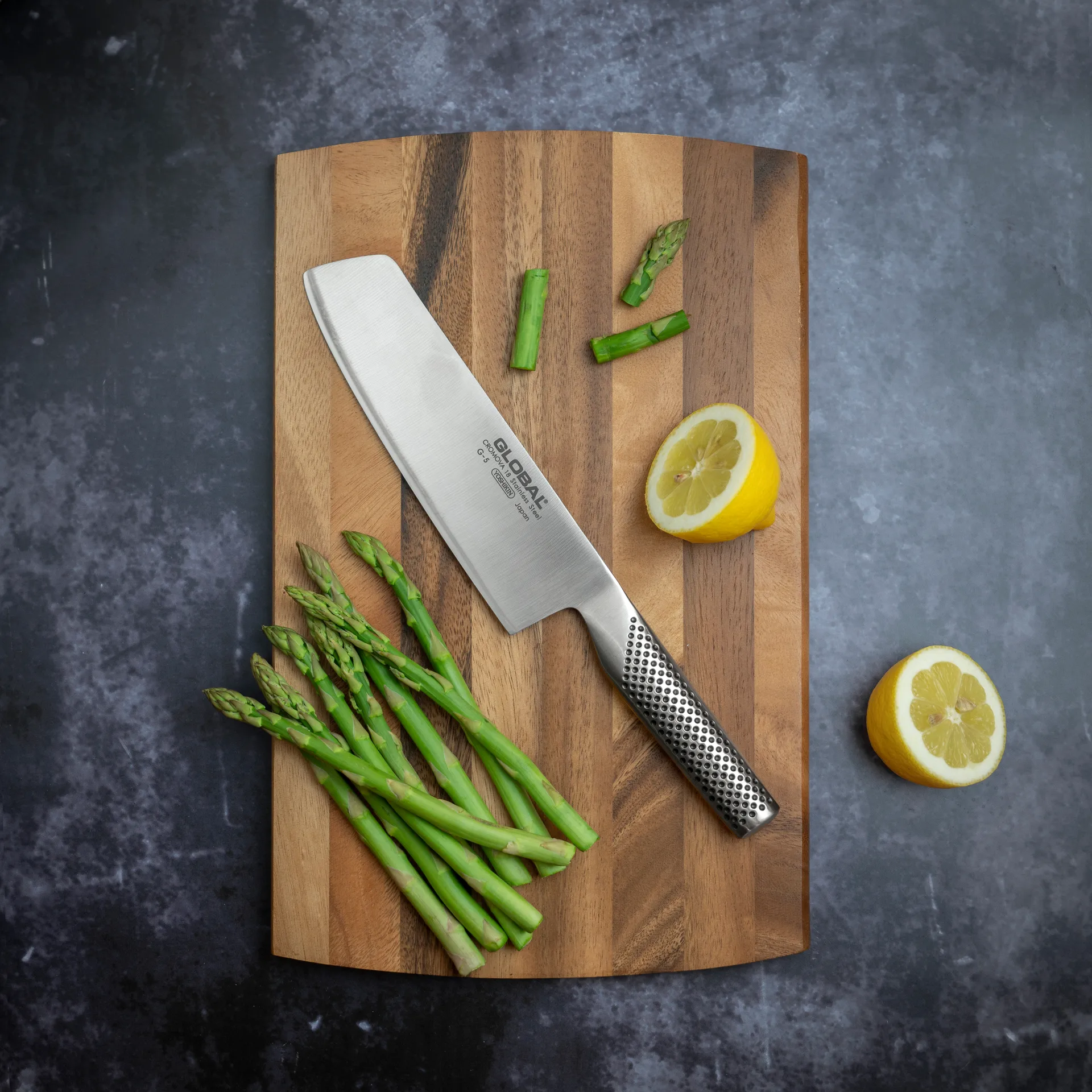 Global G-5 grønnsakskniv bred 18 cm, rustfritt stål Global