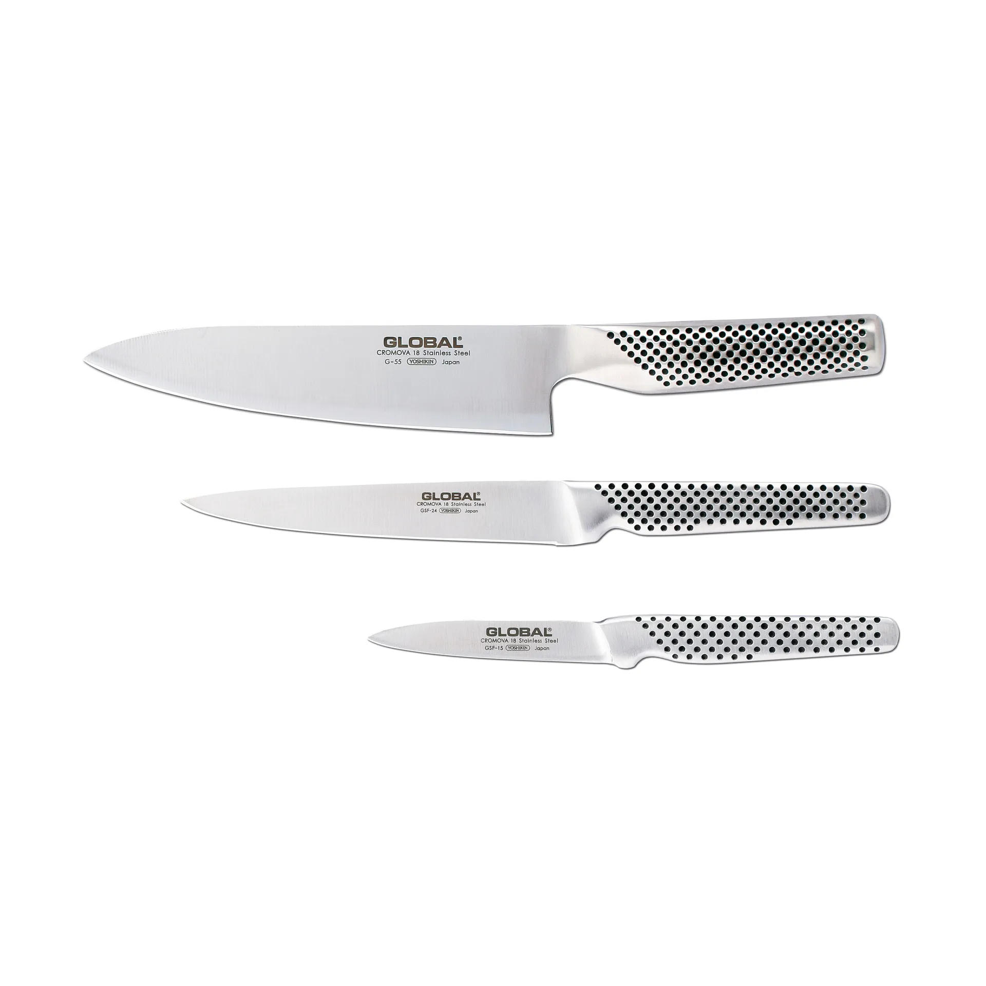 Global G-551524 knivsett, 3 kniver, Rustfritt stål Global