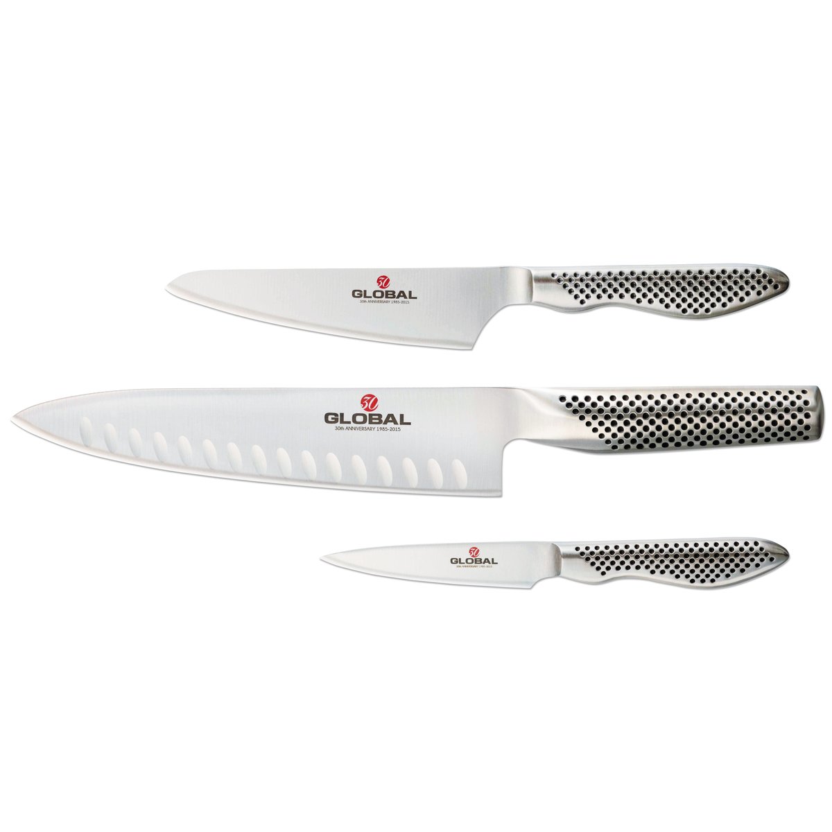 Global G-773889 knivsett 30-års jubileum, 3 kniver Rustfritt stål