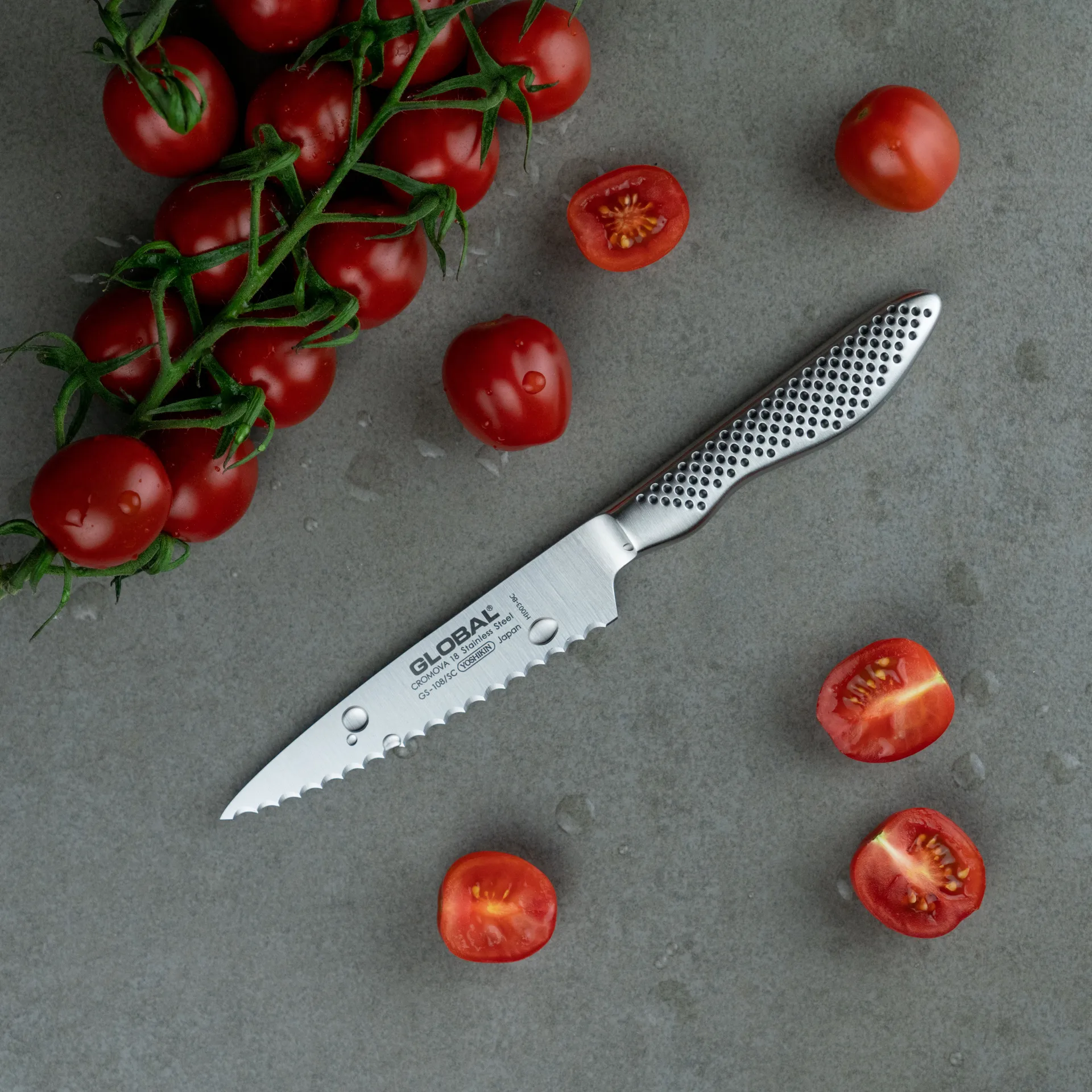 Global GS-108/SC universalkniv 11,5 cm tagget, Rustfritt stål Global