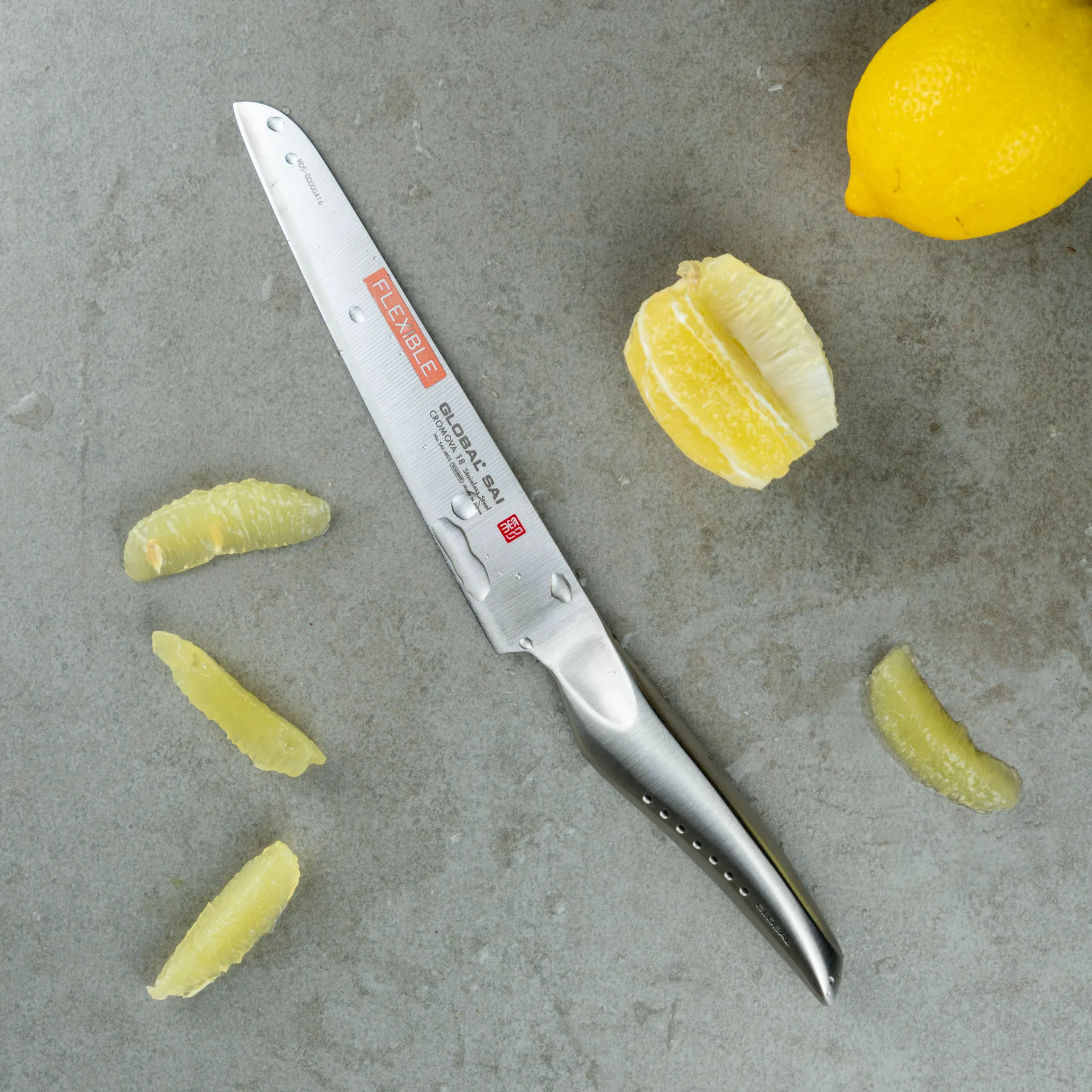 Global SAI-M05 Universalkniv enkelstål 17 cm fleksibel, Rustfritt stål Global