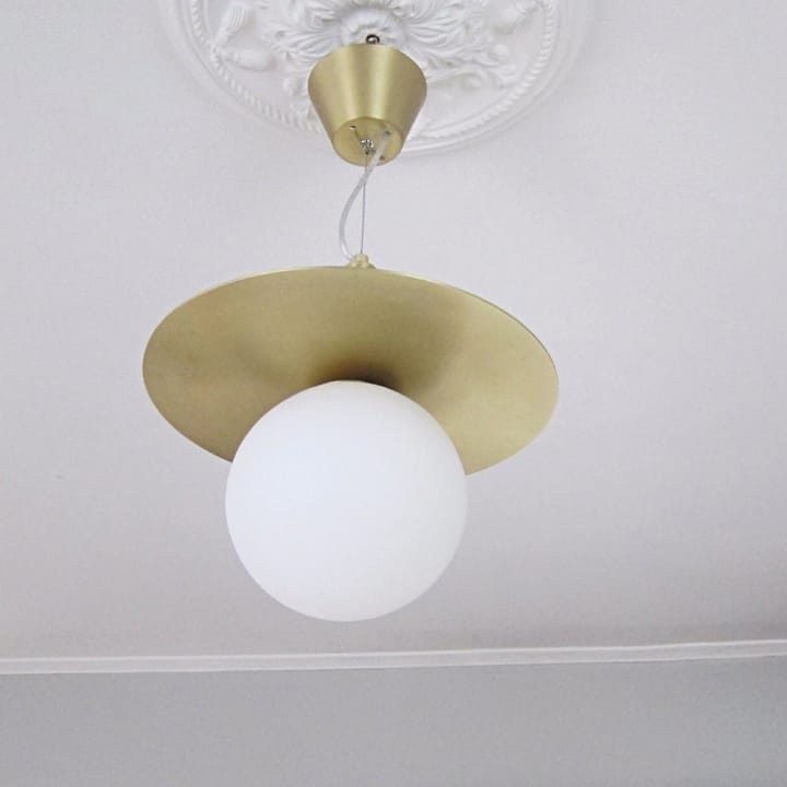 Art Deco taklampe, Messing-opalglass Globen Lighting