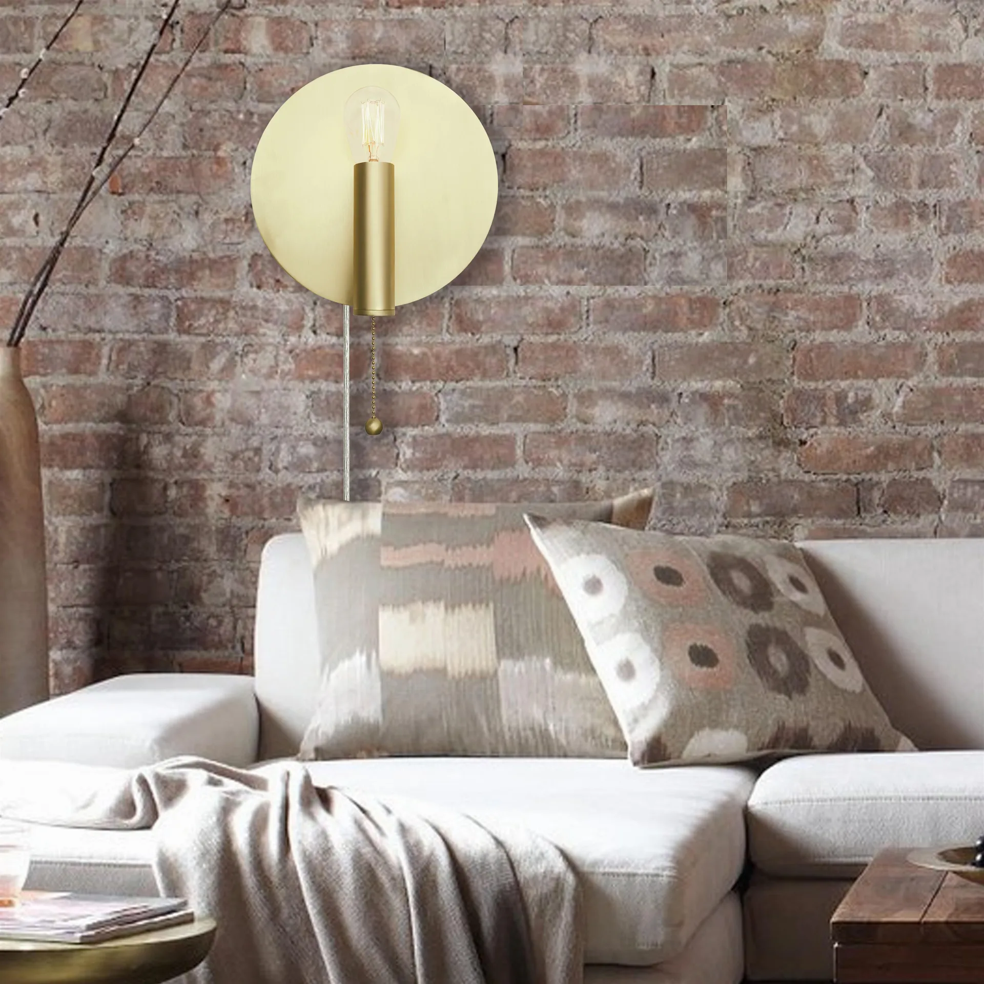 Art Deco vegglampe, børstet messing Globen Lighting