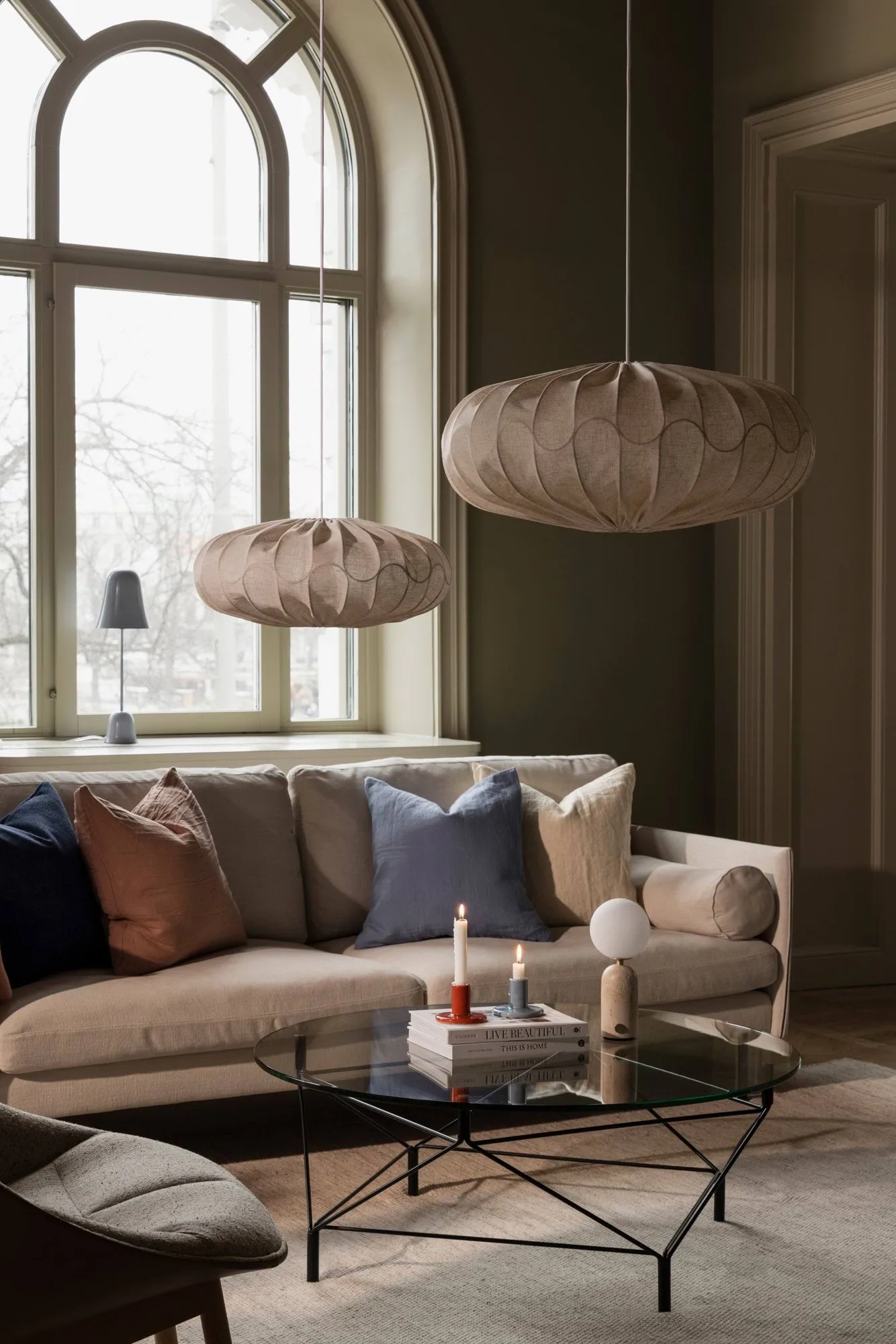 Bladverk lampskjerm Ø50 cm, Beige Globen Lighting