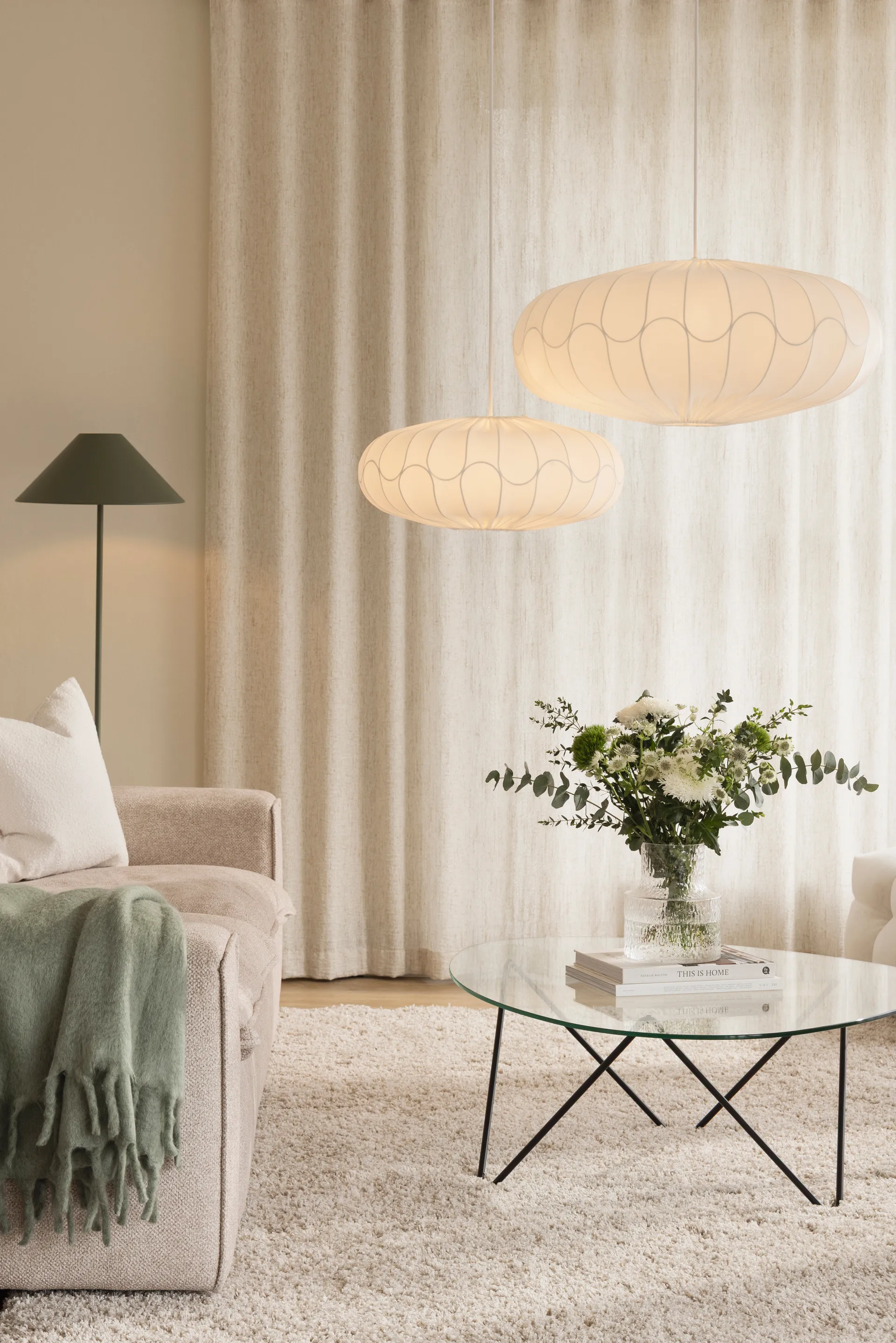 Bladverk lampskjerm Ø50 cm, Hvit Globen Lighting