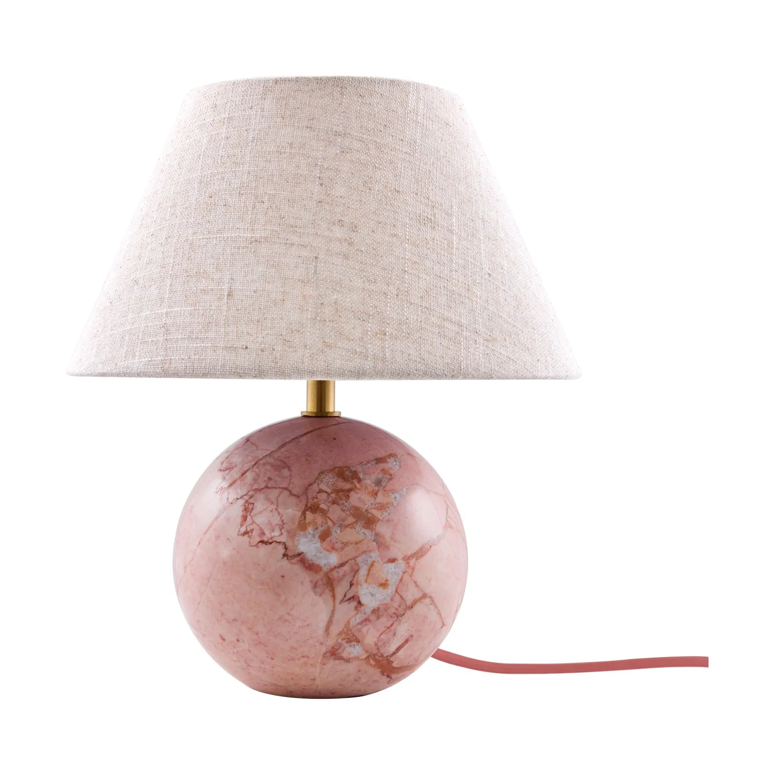 Castello 24 bordlampe, Dempet rosa marmor, hvit skjerm Globen Lighting