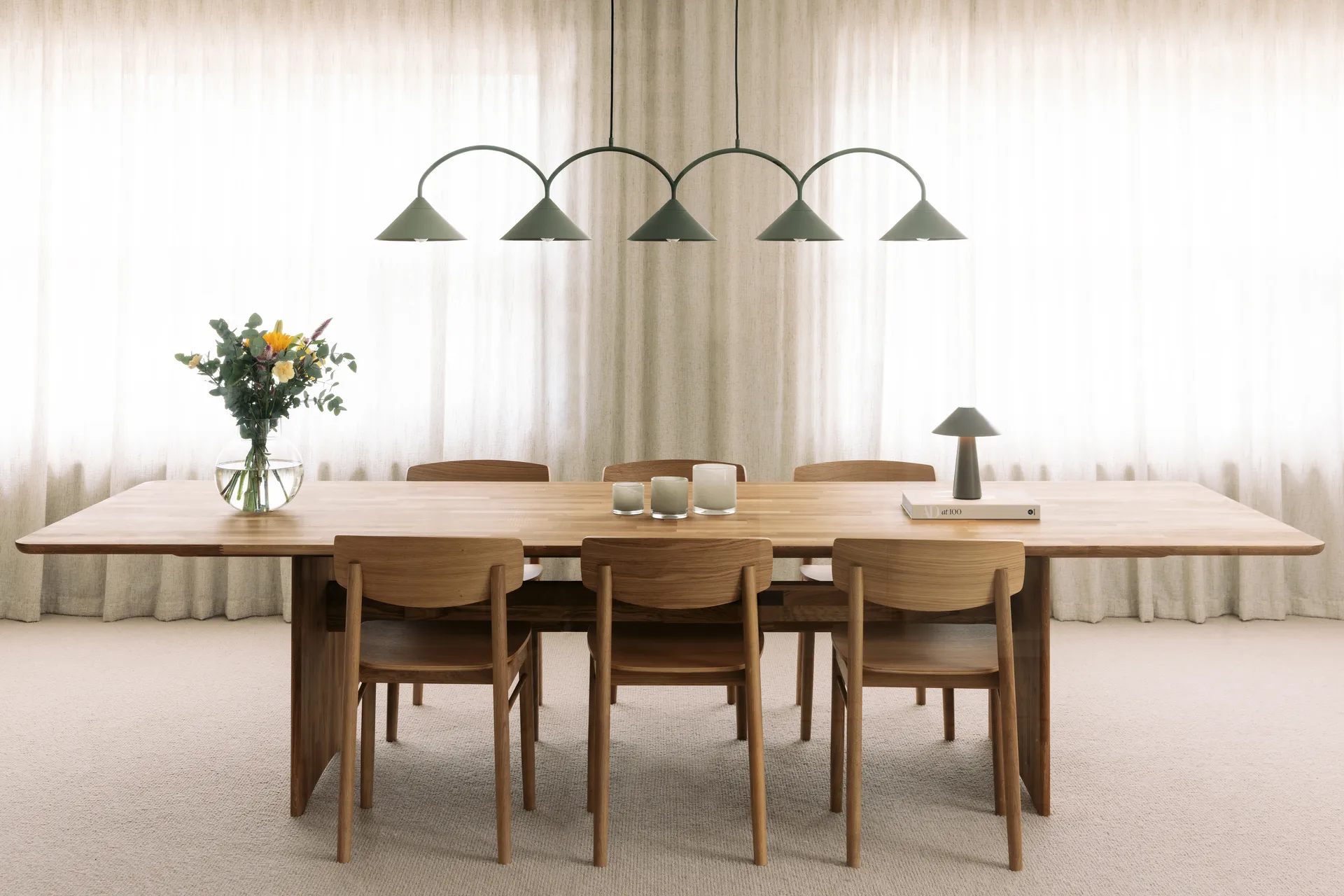 Curve pendel 5, Grønn Globen Lighting