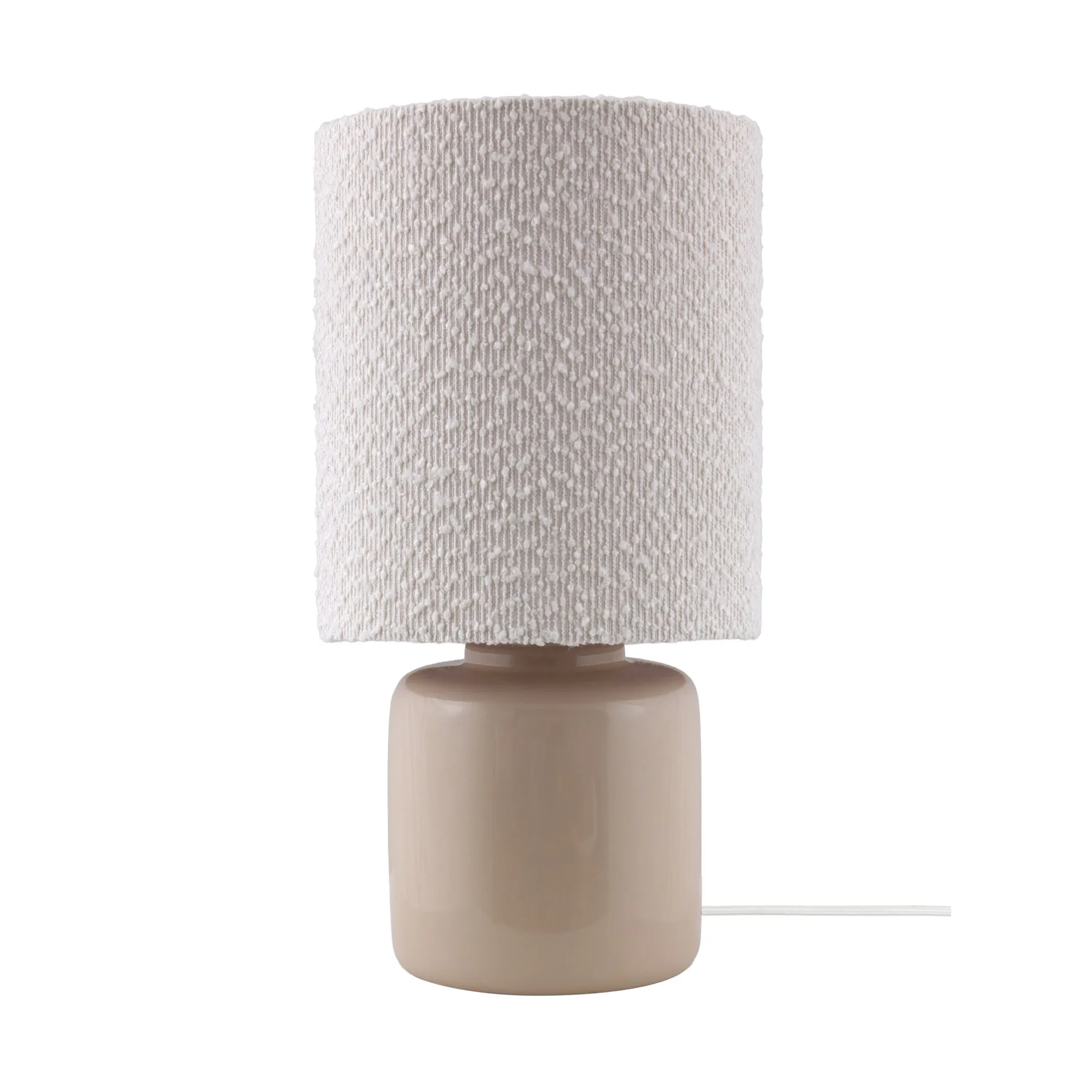 Florian bordlampe, Hvit bouclé/beige, Ø20x39 cm Globen Lighting