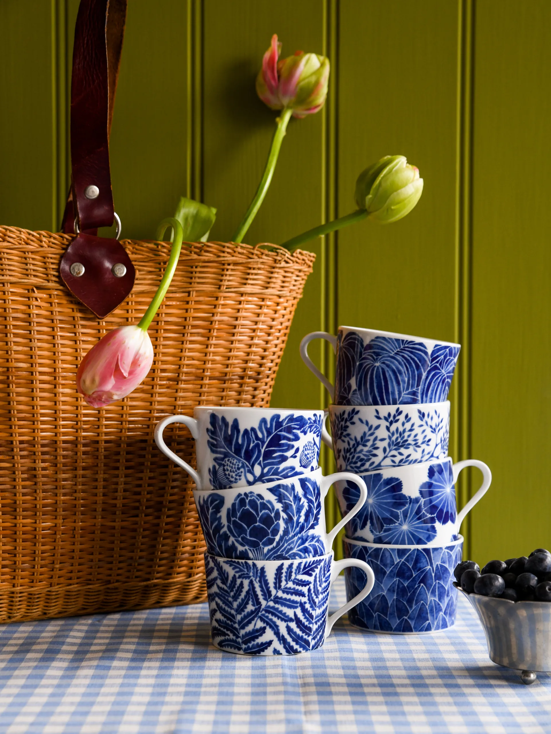 Fern kopp 24 cl, Blå Götefors Porslin