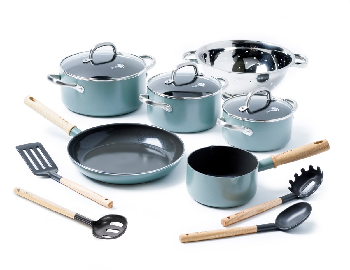 GreenPan Mayflower Pro gryte- og stekepannesett 12 deler Grnn-blå
