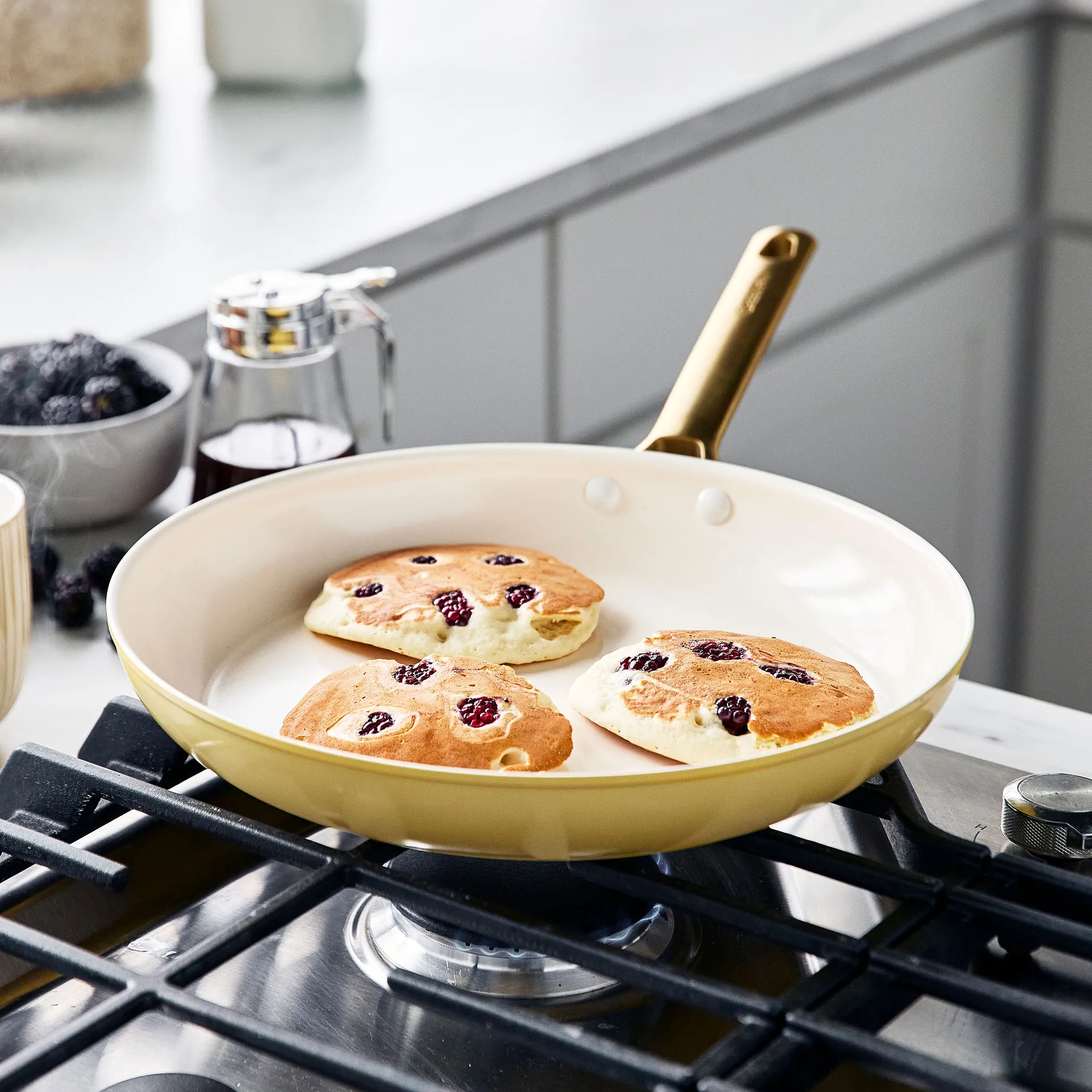 Padova gryte- og stekepannesett 10 deler, Sunshine yellow GreenPan