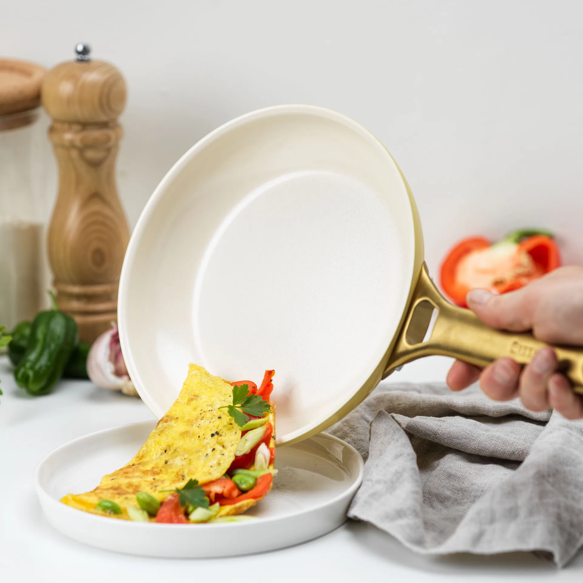 Padova gryte- og stekepannesett 10 deler, Sunshine yellow GreenPan