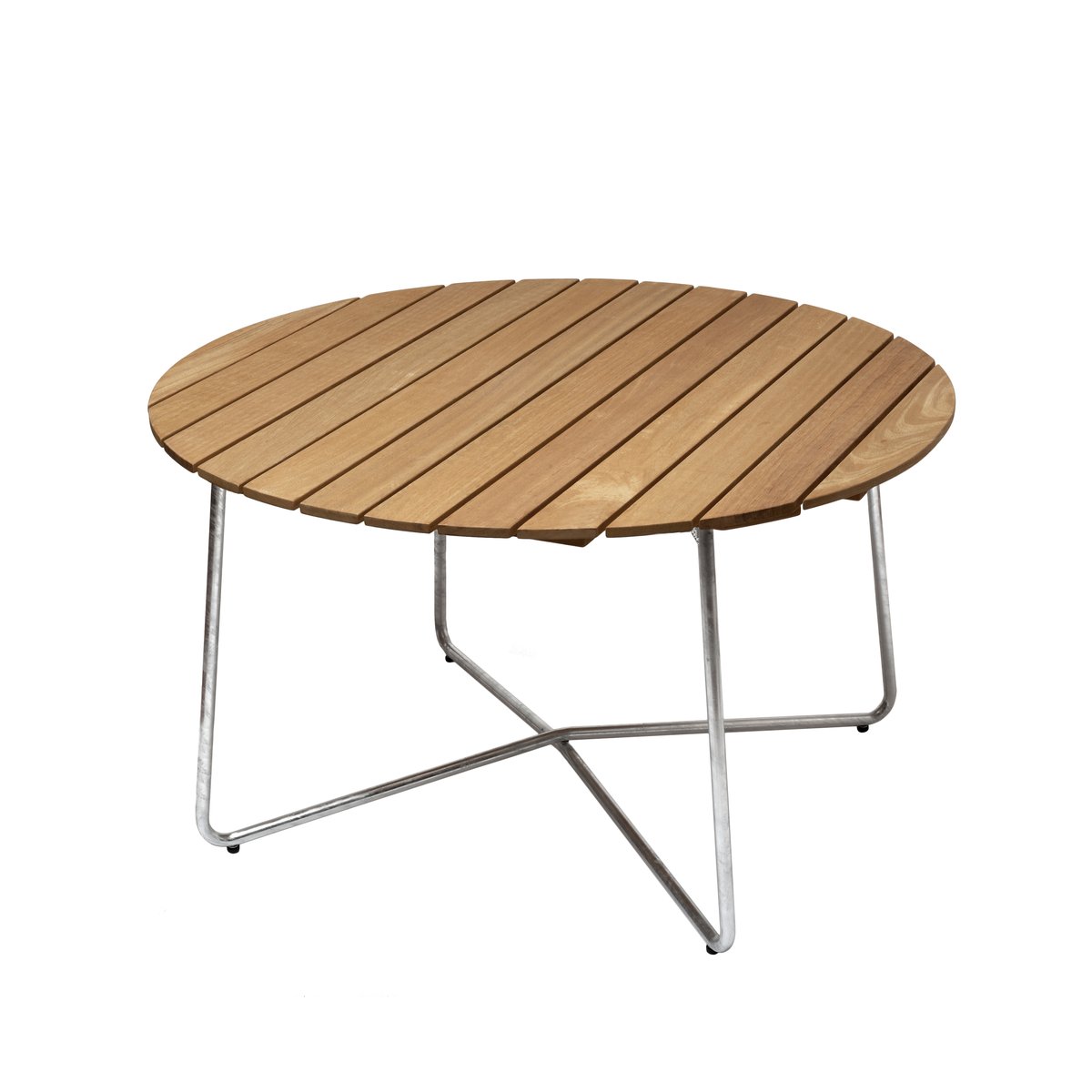 Grythyttan Stålmöbler 9A spisebord Oljet eik-varmgalvanisert stativ Ø120 cm