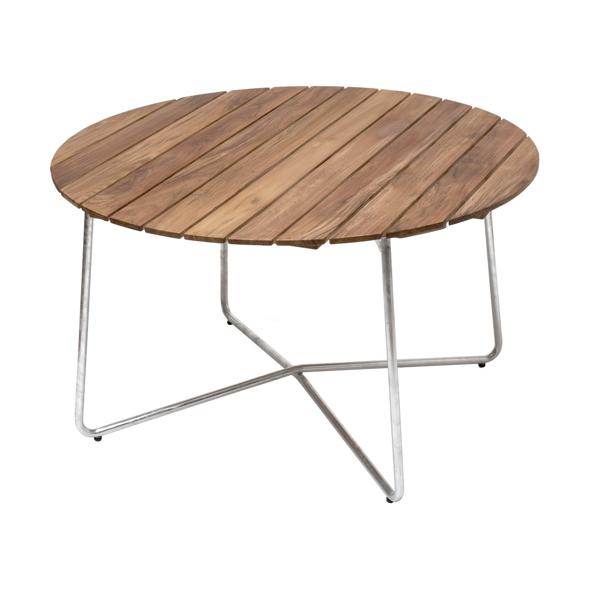 Grythyttan Stålmöbler 9A spisebord Teak-varmgalvanisert stativ Ø120 cm