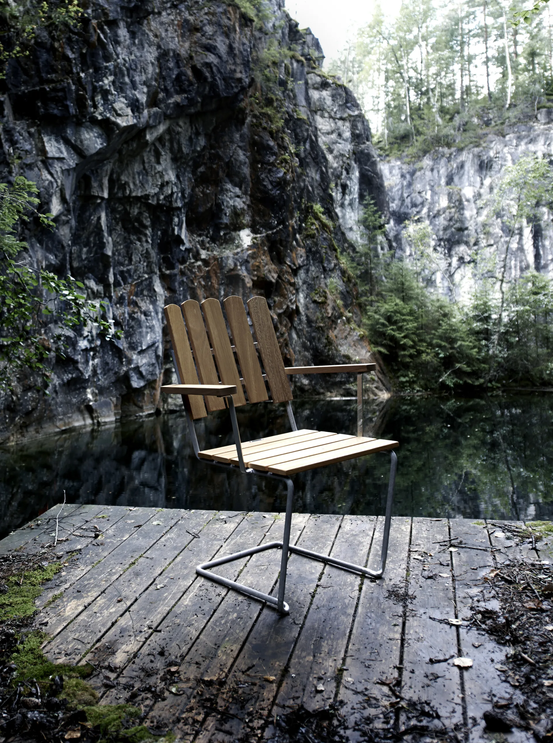 A2 lenestol, Eik olje-varmgalvanisert stativ Grythyttan Stålmöbler