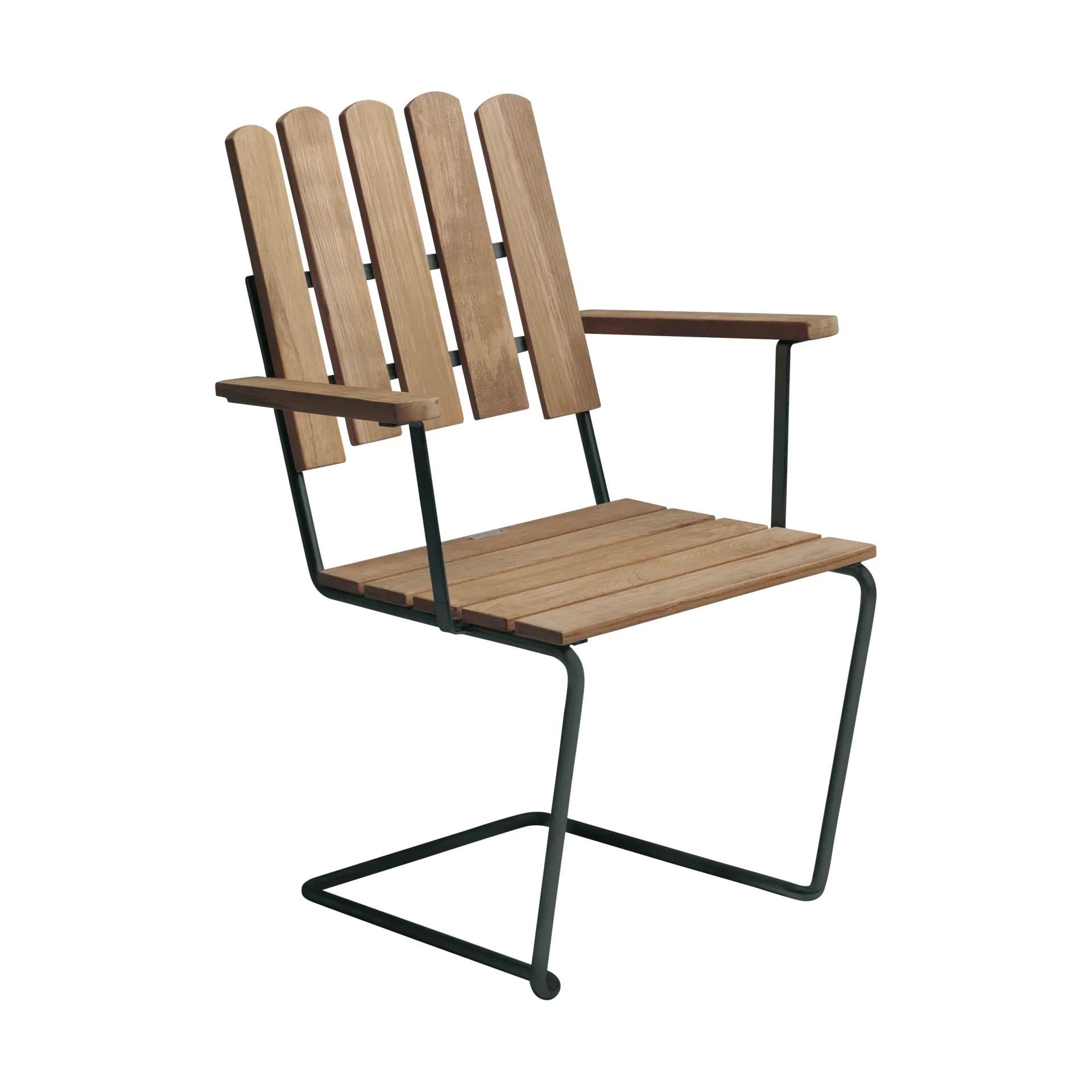 A2 lenestol, Ubehandlet teak-svart Grythyttan Stålmöbler