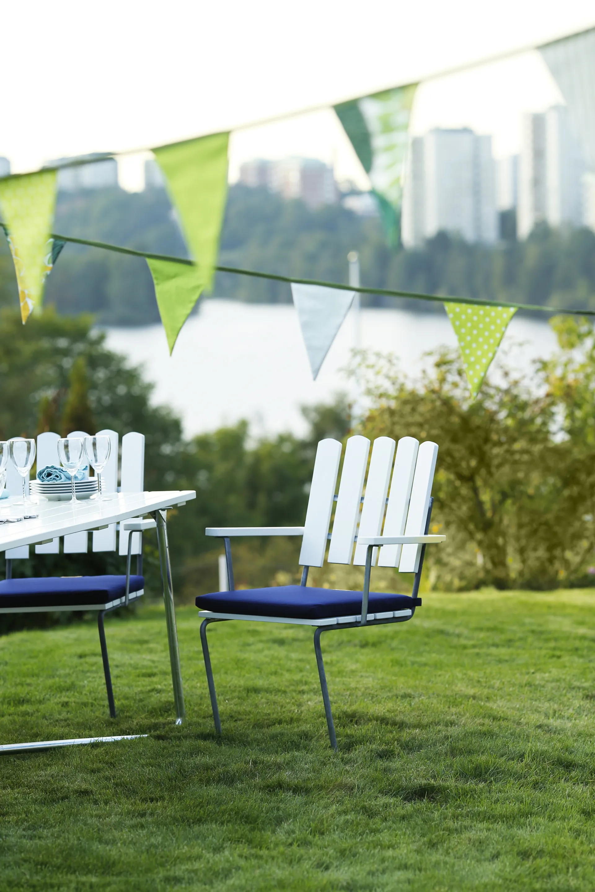 A2 sittepute, Sunbrella blå Grythyttan Stålmöbler