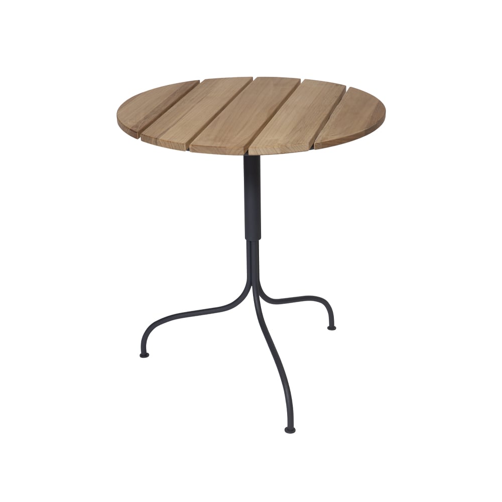 Grythyttan Stålmöbler Akleja bord Ø65cm Teak-mørkegrå stativ