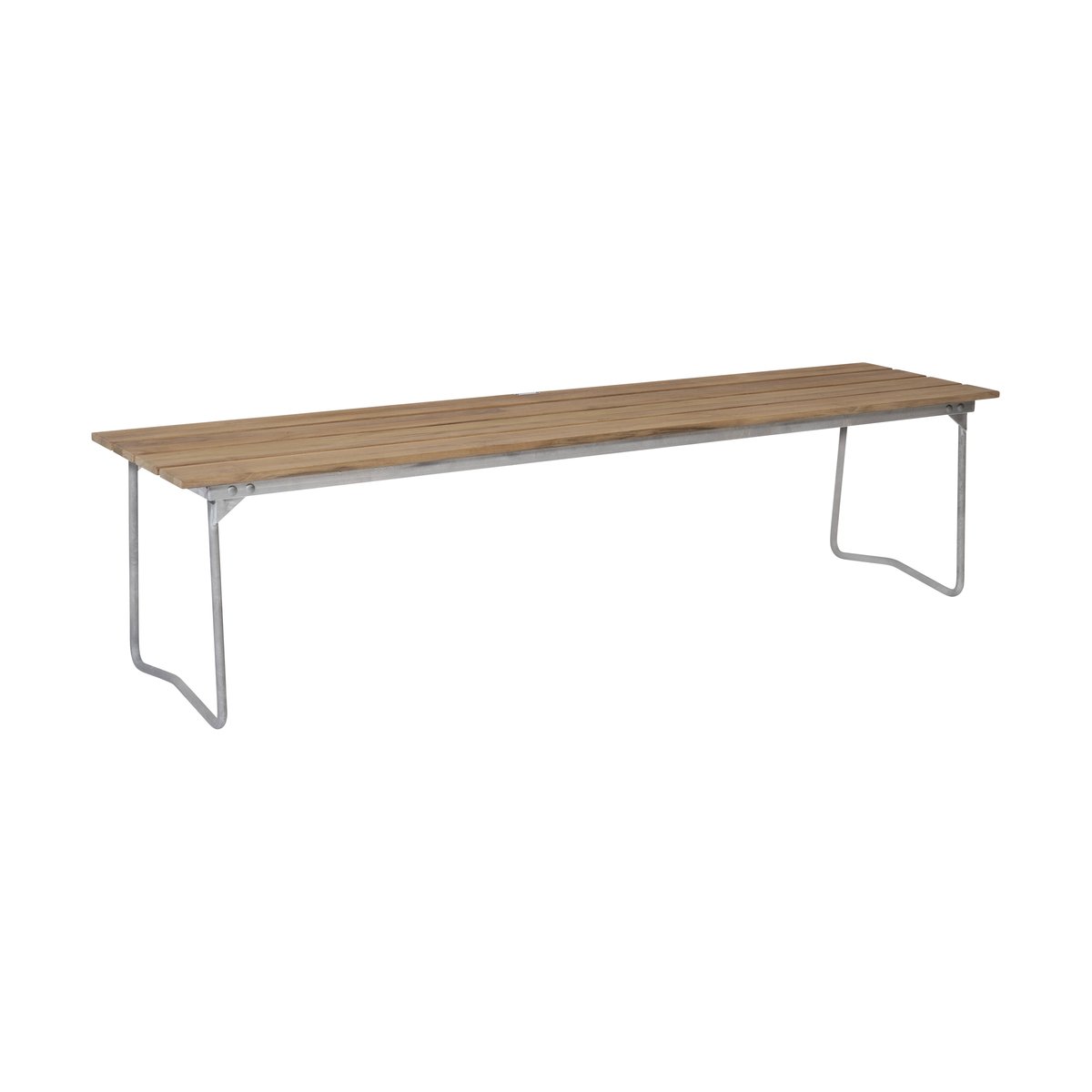 Grythyttan Stålmöbler Benk 9 benk Teak-170 cm-varmgalvanisert