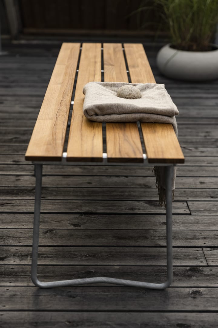 Benk 9 benk, Teak-170 cm-varmgalvanisert Grythyttan Stålmöbler