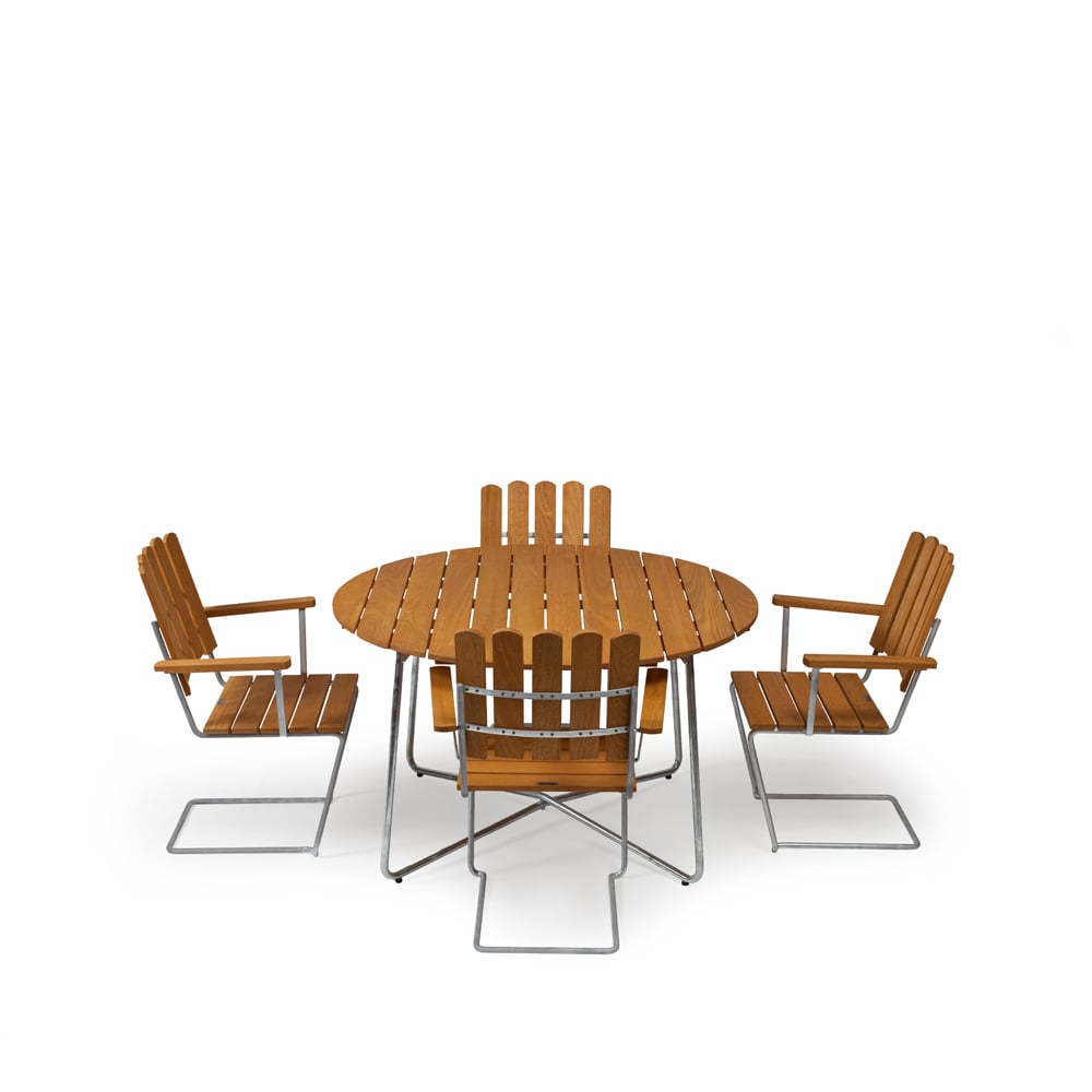 Grythyttan Stålmöbler Grythyttan spisegruppe eik 9A Ø120cm + 5stk A2