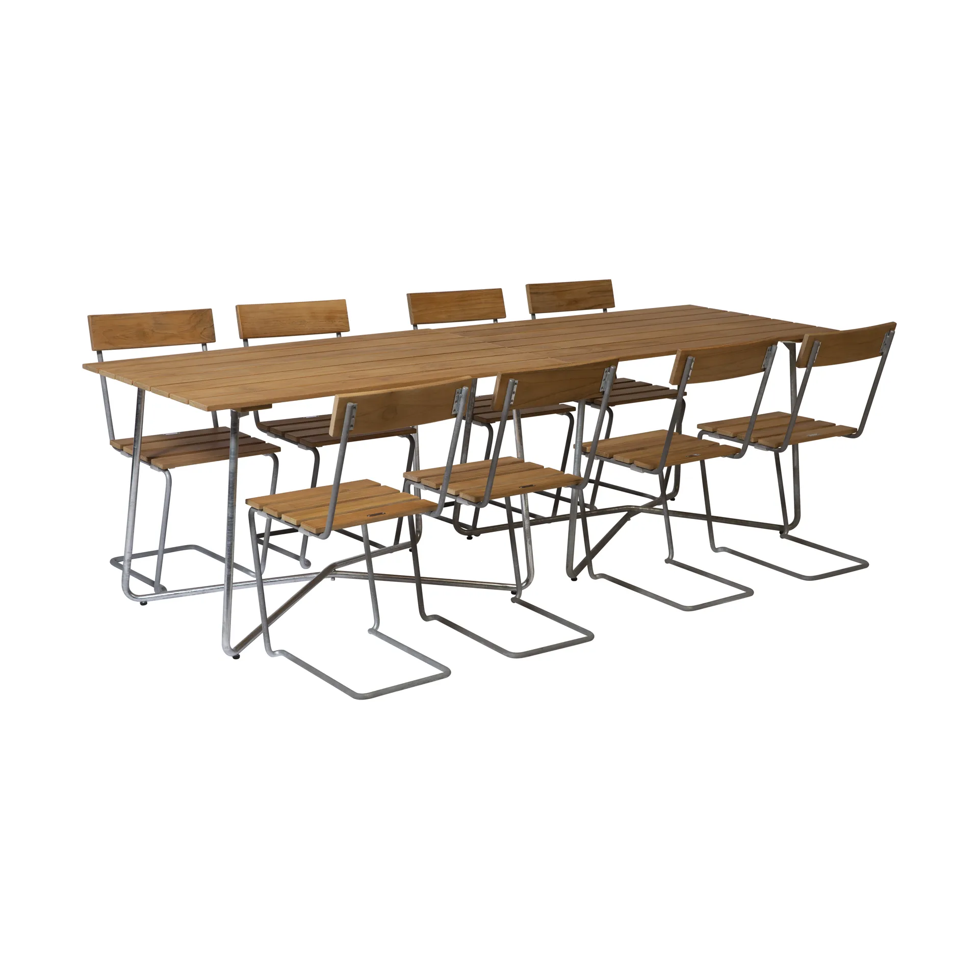 Grythyttan spisegruppe 2 stk B25A + 8 stk Stol 1 teak Grythyttan Stålmöbler