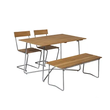 Grythyttan spisegruppe B25A + 2 stk Stol 1 + Benk 8 teak - Grythyttan Stålmöbler