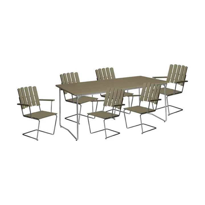 Grythyttan spisegruppe B31 170 + 6 stk A2 lysegrønn - Grythyttan Stålmöbler