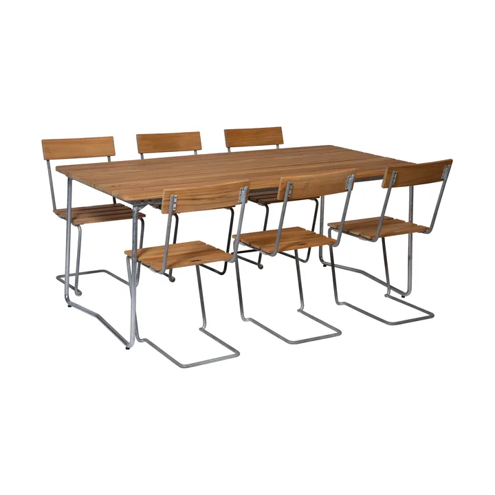Grythyttan spisegruppe B31 + 6 stk Stol 1 teak - Grythyttan Stålmöbler