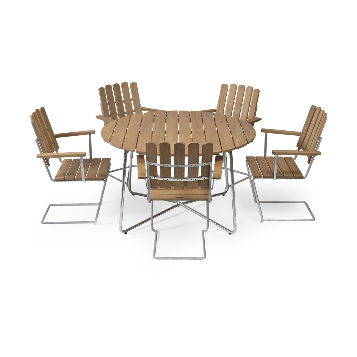 Grythyttan Stålmöbler Grythyttan spisegruppe eik 9A Ø120cm + 5stk A2