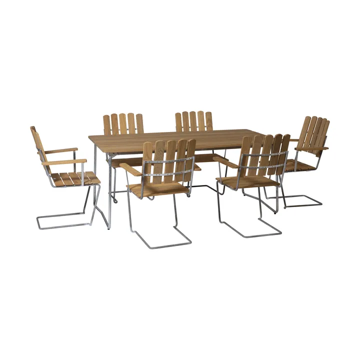 Grythyttan spisegruppe eik B31 170cm + 6stk A2 - Grythyttan Stålmöbler