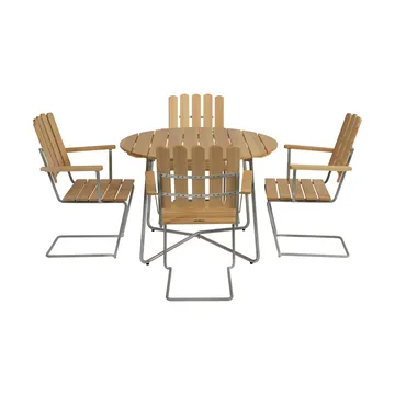 Grythyttan spisegruppe furu 9A Ø100cm + 4stk A2 - Grythyttan Stålmöbler