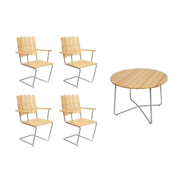 Grythyttan spisegruppe furu 9A Ø100cm + 4stk A2 - undefined - Grythyttan Stålmöbler