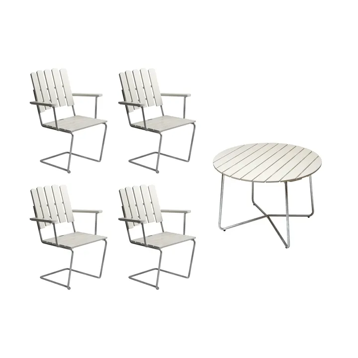 Grythyttan spisegruppe hvit 9A Ø100cm + 4stk A2 - Grythyttan Stålmöbler