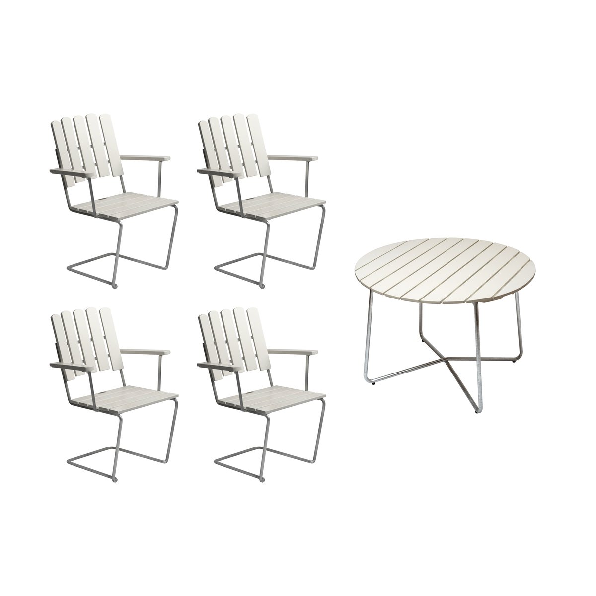 Grythyttan Stålmöbler Grythyttan spisegruppe hvit 9A 100cm + 4stk A2
