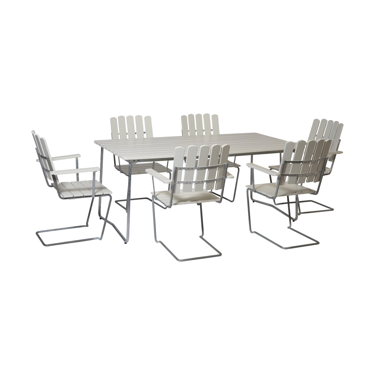 Grythyttan Stålmöbler Grythyttan spisegruppe hvit B31 170 cm + 6 stk A2