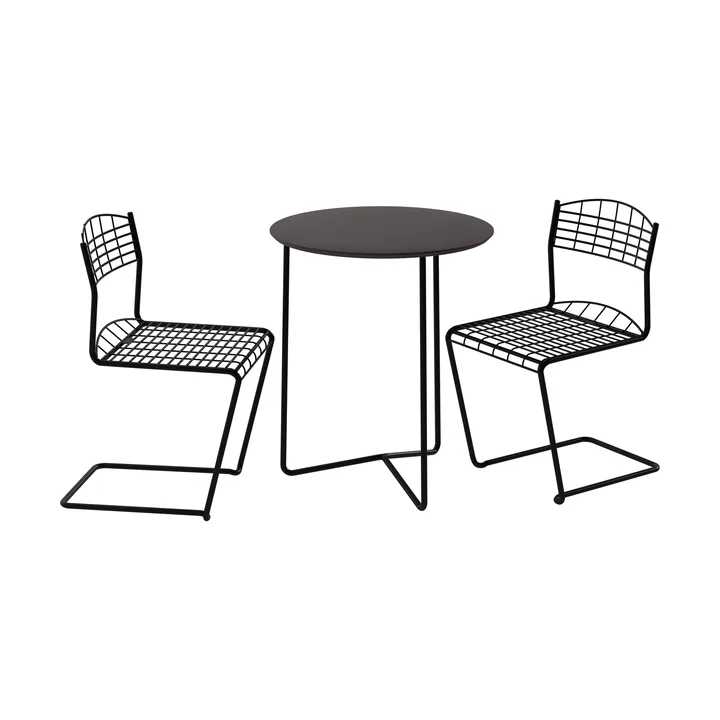 High tech bord Ø60 cm + 2 High tech stol, svart - Grythyttan Stålmöbler