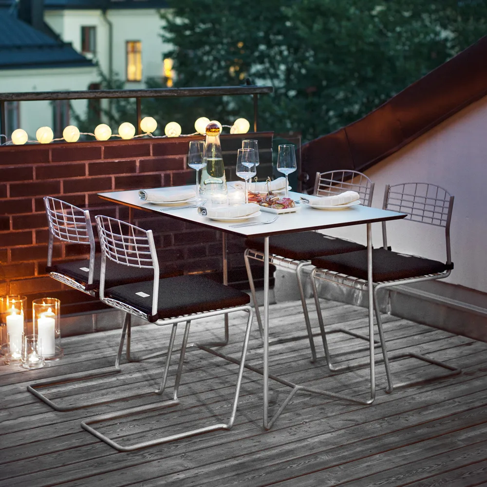 High Tech spisegruppe - Rektangulært spisebord,  Grythyttan Stålmöbler