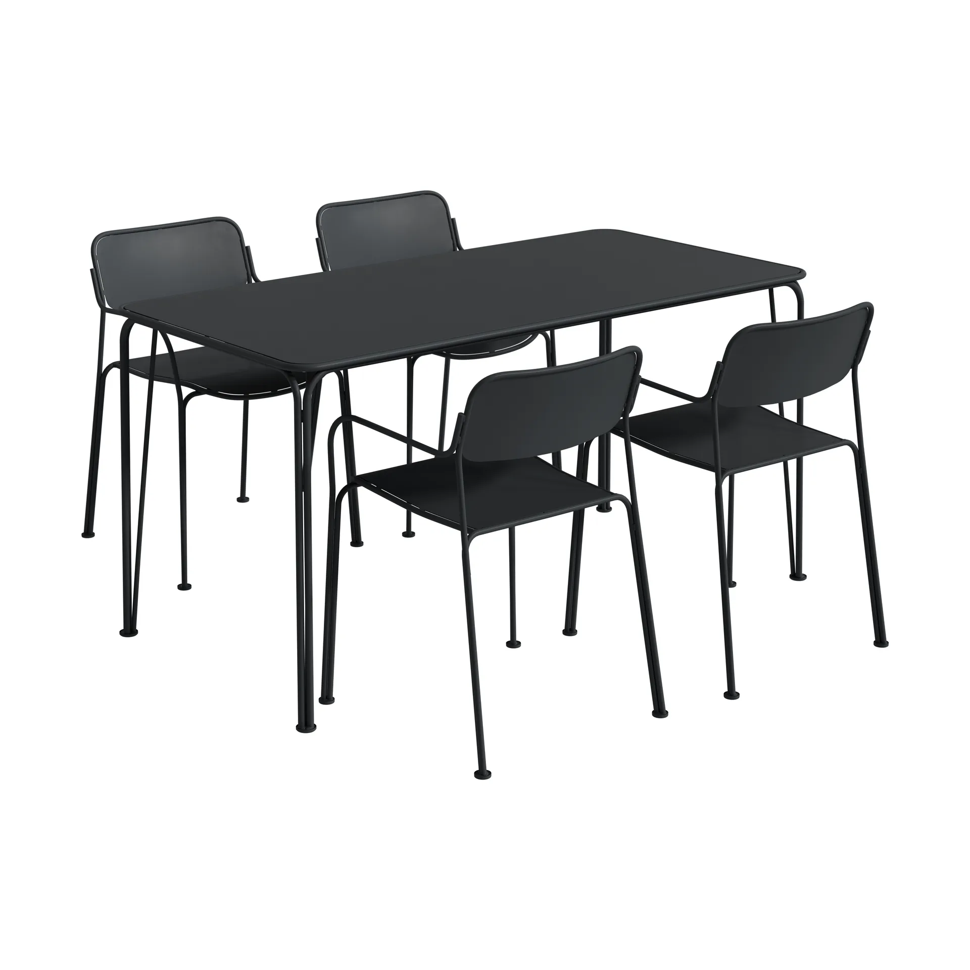 Libelle bord 140 + 4 stoler, graphite grey Grythyttan Stålmöbler