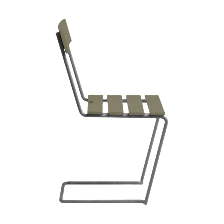 Stol 1, Lysegrønn eik-varmgalvanisert stativ Grythyttan Stålmöbler