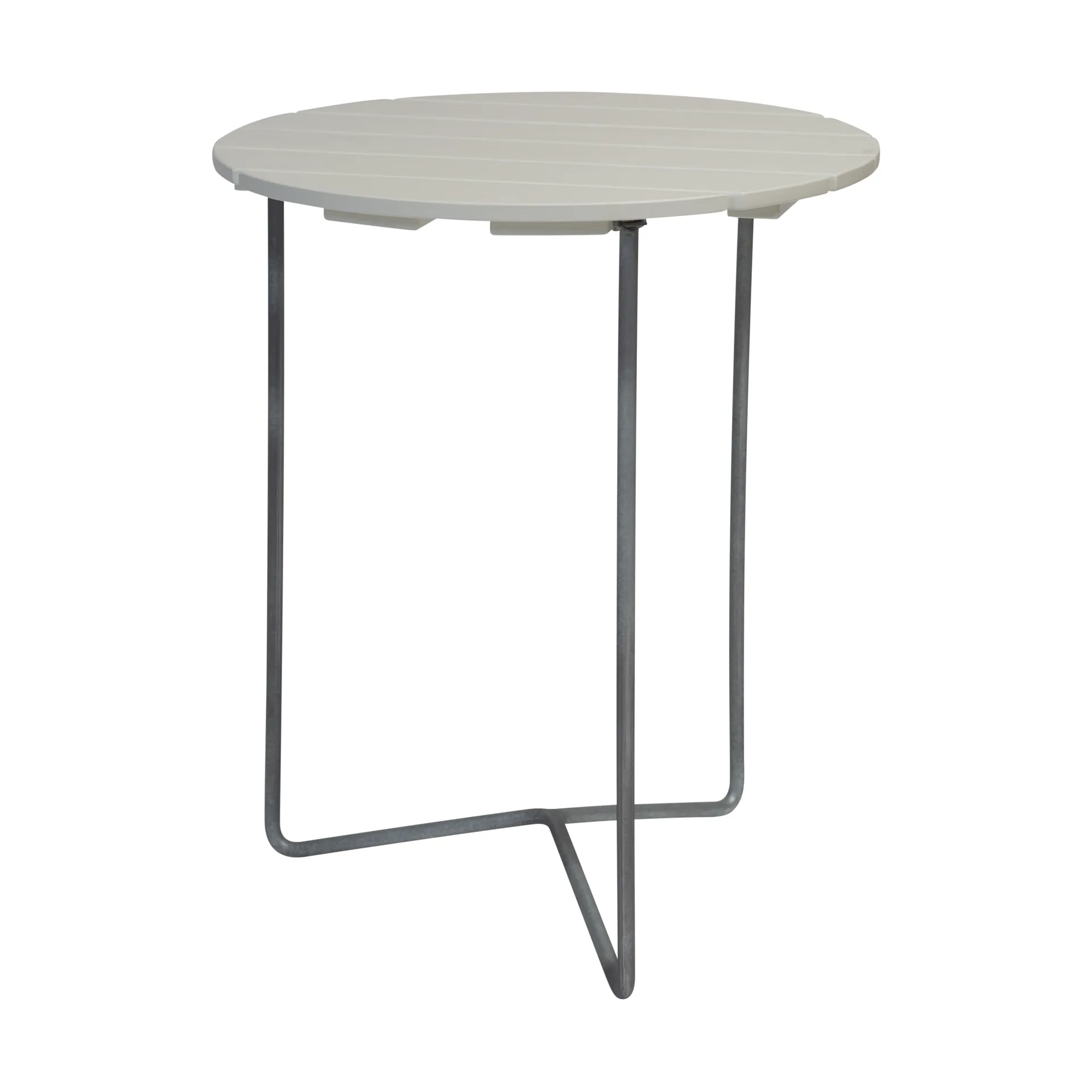 Table 6B bord Ø60 cm, Hvitlakkert eik - galvaniserte ben Grythyttan Stålmöbler